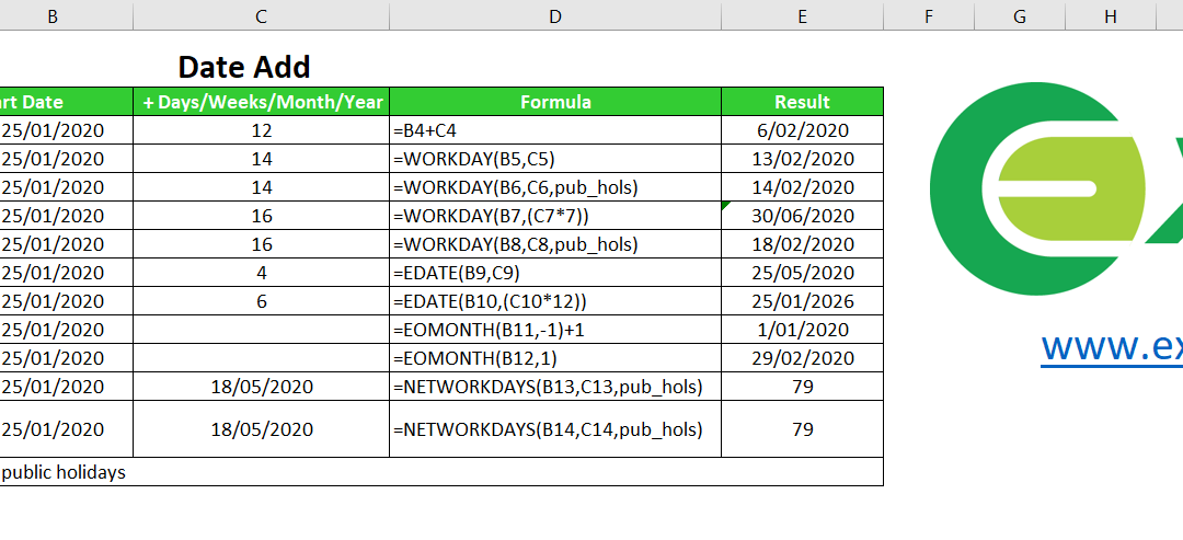 Add dates in Excel